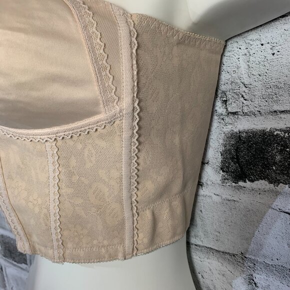 Vintage Y2K 90s Playtex Longline Retro Corset Bra 36B Cream Lace Retro Crop Top - Picture 6 of 13